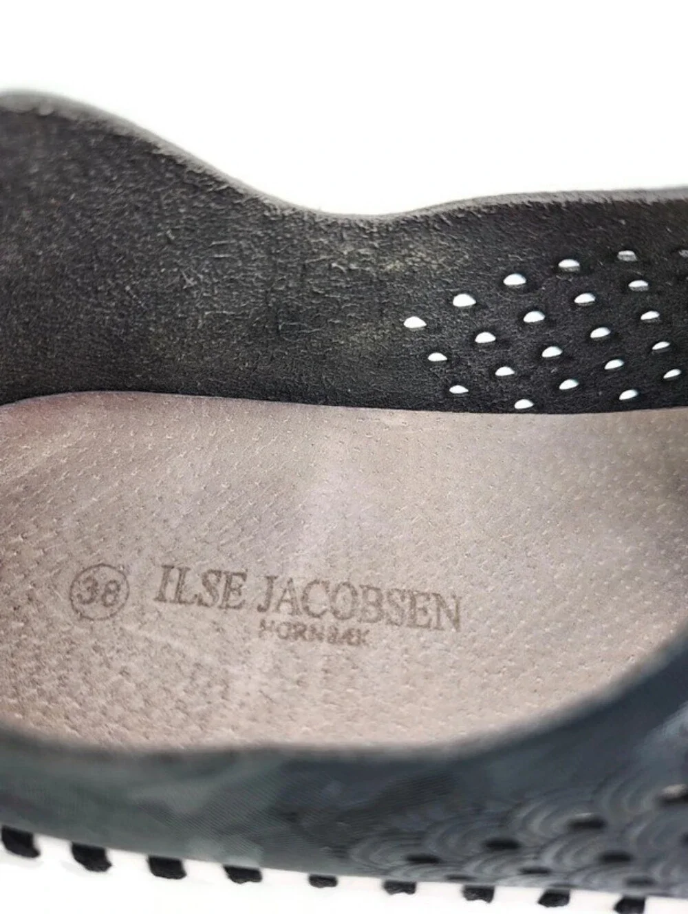Ilse Jacobsen Tulip Navy Blue Camo Laser Cut Mircofiber Slip-On Loafer Flats